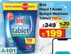 BRİD HEPSİ 1 ARADA BULAŞIK MAKİNESİ TABLETİ 110'LU